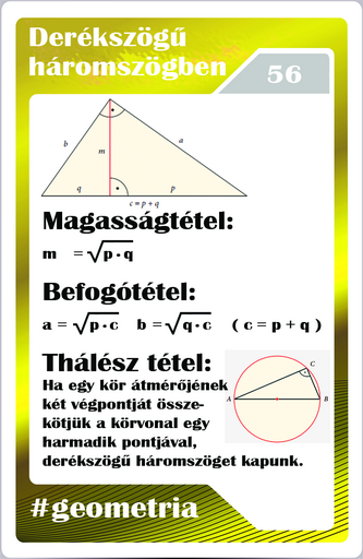Geometria - Magasság, befogó, Thálész tétel