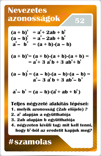 Számolás - Nevezetes azonosságok