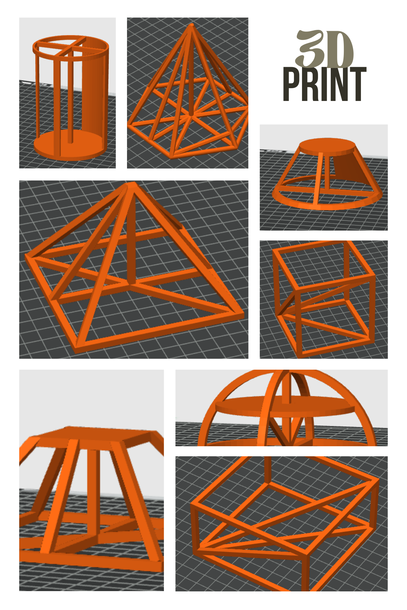 3d nyomtatható geometriai testek.